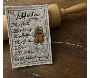 ADVENTSKALENDER 23. Dezember - Stickserie - ITH Postkarte Lebkuchenrezept